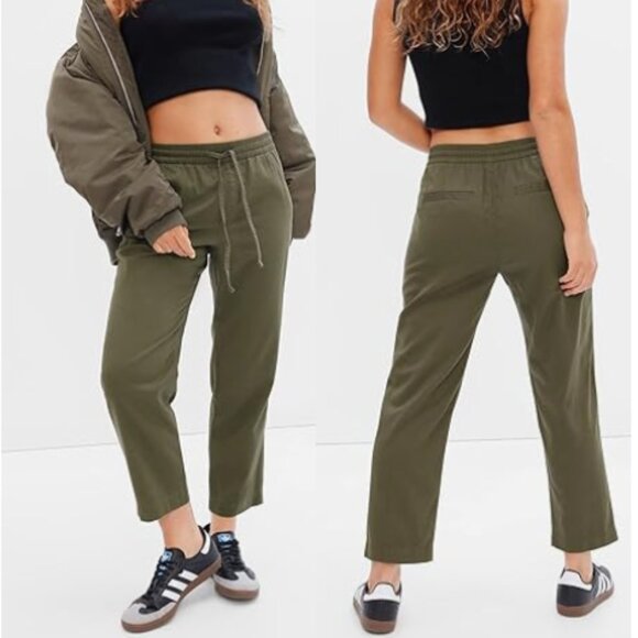 NWOT GAP Women Green Mid Rise Easy Twill Pull-on Pants, XL - Picture 1 of 8